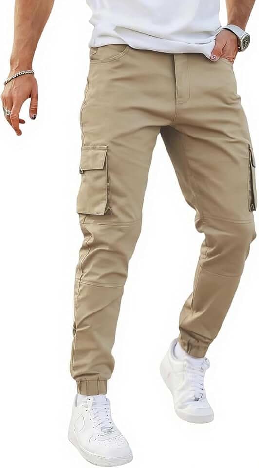 GINGTTO Herren Cargo Hose Slim Stretch Jogginghose