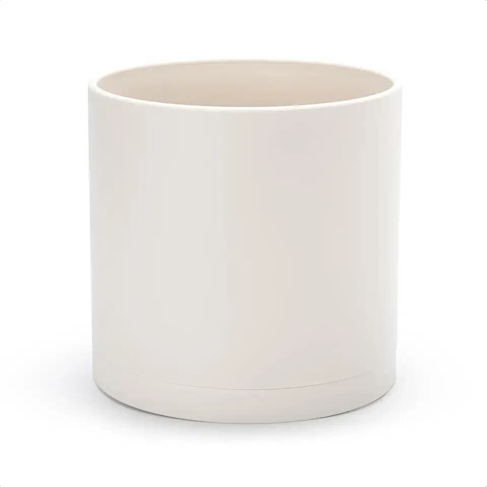 D'vine Dev Plastic Planter Pot with Saucer, 10 in, Oatmeal, 74-X-H-2