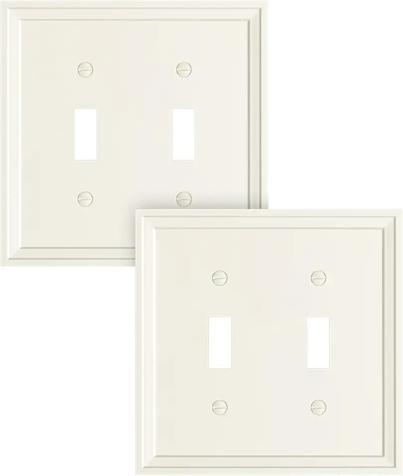 2-Pack Natural Bamboo Fiber Double Toggle Light Switch Cover Plate