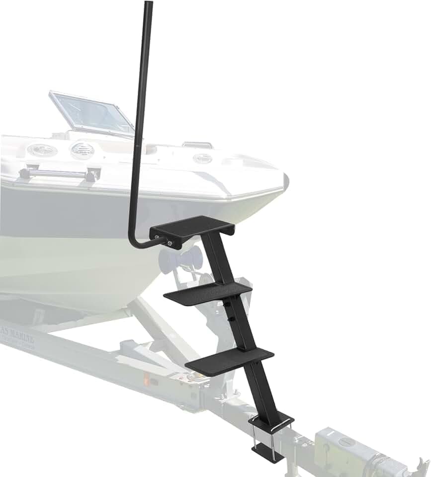 Boat Trailer Step, 3 Steps Ladder for Trailer Tongue with Handrail