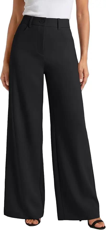 LILLUSORY Women High Waisted Stretchy Wide Leg Work Pants with Pockets