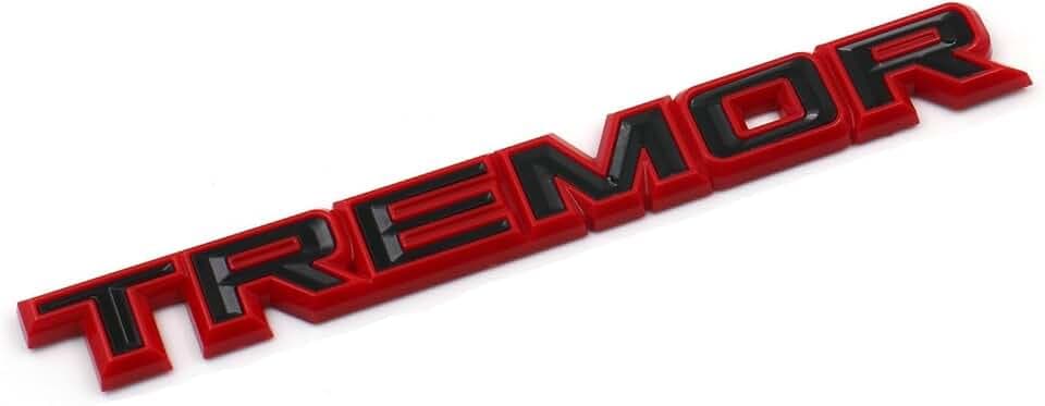 Black Red New Tremor Tailgate Nameplate Emblem Compatible with 2021-2023 F150 F250 (Black Red)