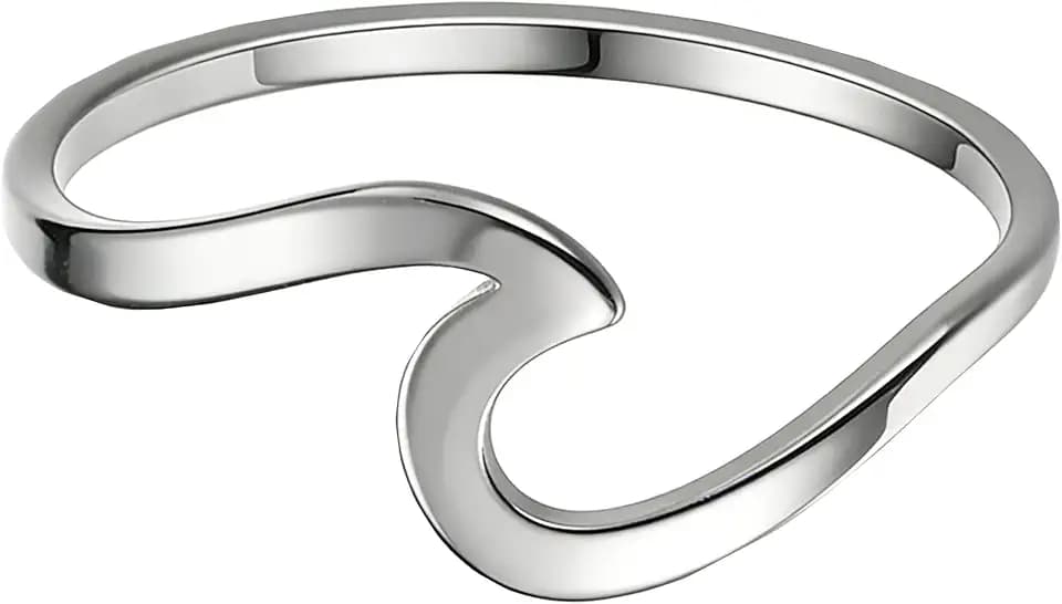 Sea Wave Stacking Band Statement Wedding Promise Ring For Women