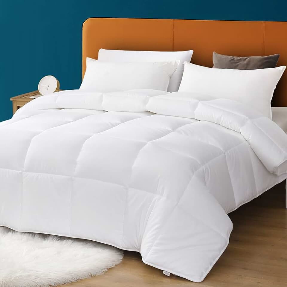 Down Alternative Comforter,White Duvet Insert King,Cotton Cover