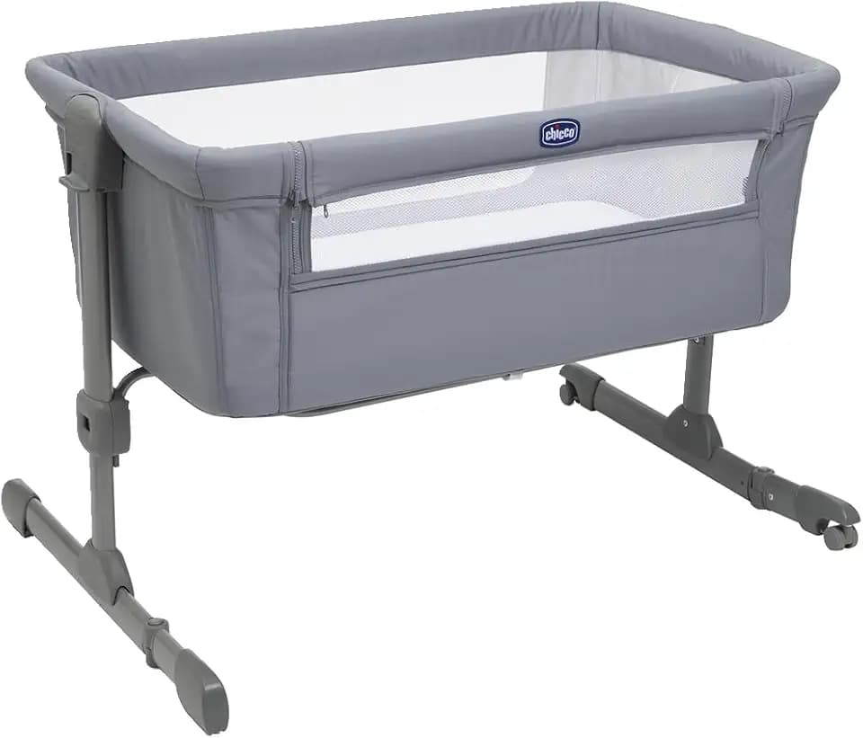 Chicco Next2Me Essential Babybett für Neugeborene, Beistellbett, Kompatibel mit verschiedenen Betten, Höhenverstellbar, Gute Luftzirkulation, Matratze und Tasche inklusive, 0-6 Monate, Grau