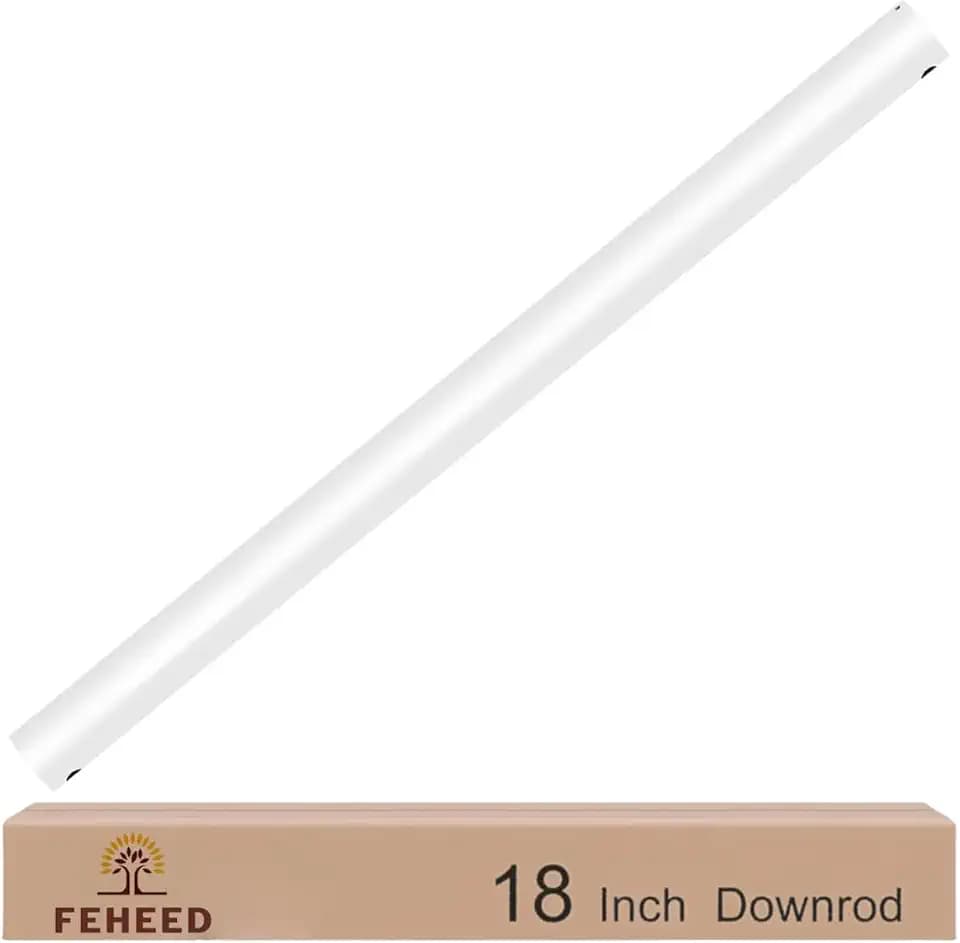 18 Inch Ceiling Fan Downrod, 1.5 FT White Unthreaded Fan Downrod