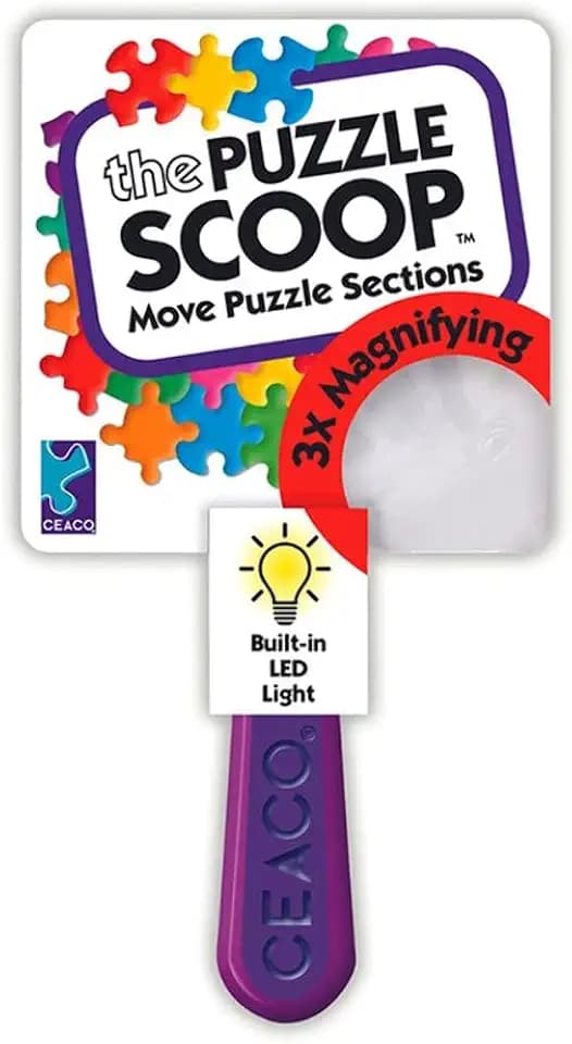Ceaco - Puzzle Scoop with LED Light & Magnifier - 1 Count Lifting Tool