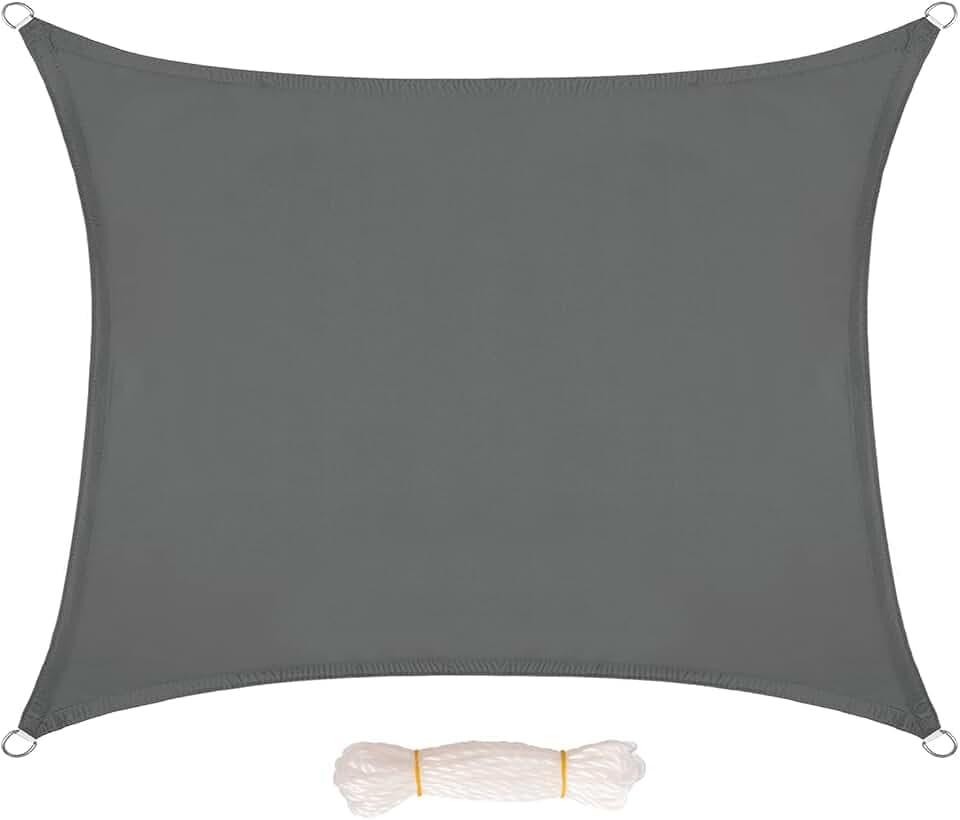 LARMNEE Sonnensegel, Wasserdicht, 2 x 4 m, Quadrat, Sonnenschutz, PES, Reißfestigkeit, Segeltuch Pergola, 95% UV-Block, Terrasse, Garten, Outdoor, Balkon, Rauchgrau EGY24SP02