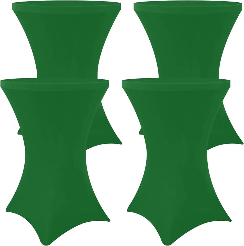 Moosfor Spandex Cocktail Table Covers 4 Pack, Elastic Fitted Stretch Table Cloth, Round High Top Tablecloths for Bar, Party, Pub, Wedding & Banquet (Emerald Green, 32x43 Inch)