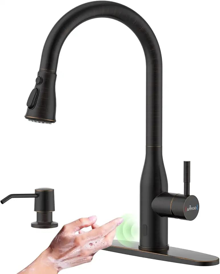 APPASO Oil Rubbed Bronze Touchless Kitchen Faucet with Soap Dispenser