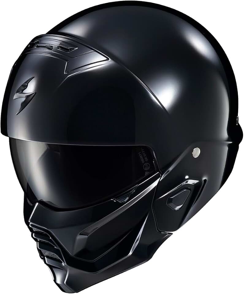 ScorpionEXO Covert 2 Open Face 3/4 Full Mode Motorcycle Helmet Bluetooth Ready Speaker Pockets Interchangeable Mouth Cover DOT Approved Solid (Gloss Black - X-Large)