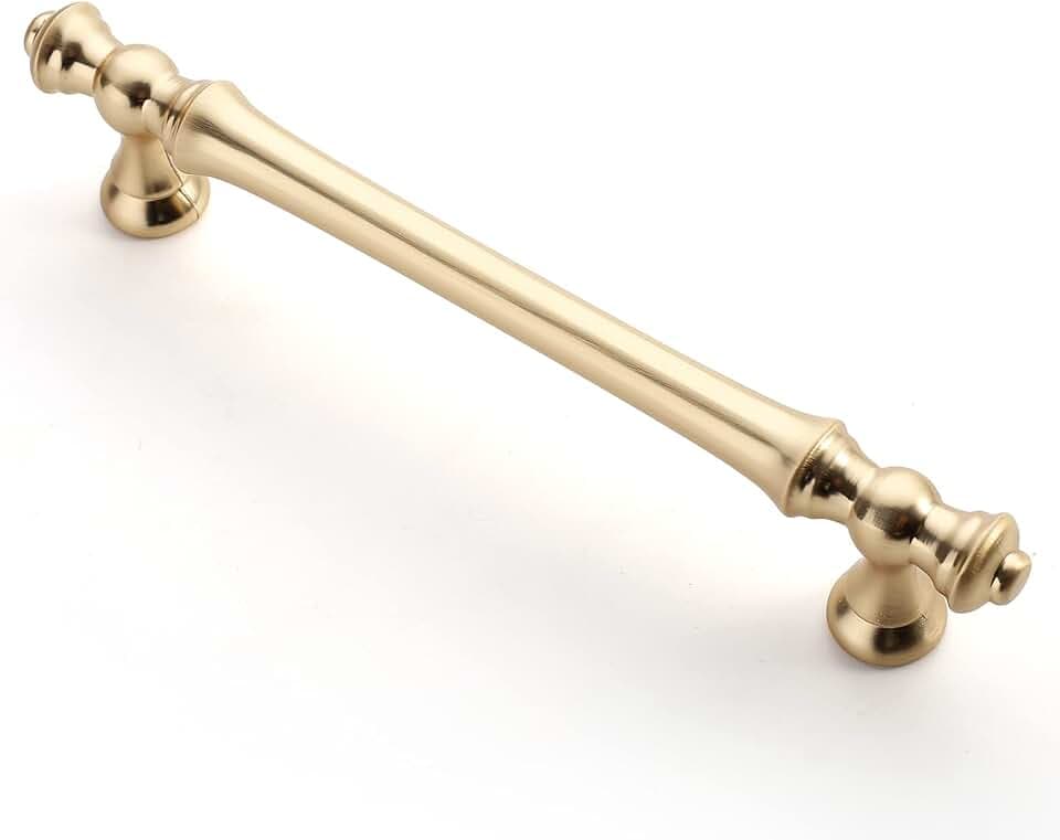 Asidrama Küchenschrankgriffe, gebürstetes Messing, 12,7 cm, goldfarben, 10 Stück