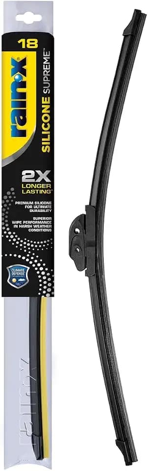 RainX Silicone Supreme Windshield Wiper Blade 18" - Heavy Duty Silicone Squeegee, Extreme Weather Resistance & All-Season Performance, Streak-Free Beam Technology, Quick Install (Pack of 1)