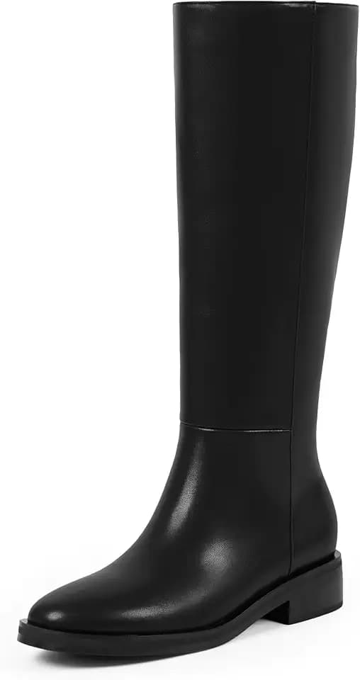 Modatope Knee High Boots Women Round Toe Chunky Heel Fall Boots
