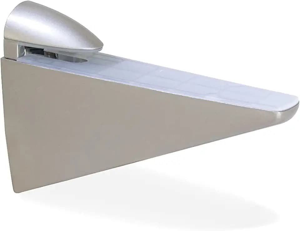 Emuca 4009225 Paar Regalbodenträger Modell Halcon für Regale in Holz/Glas/Kristall mit Dicke 8-40mm Ausführung Aluminiumfarbe lackiert