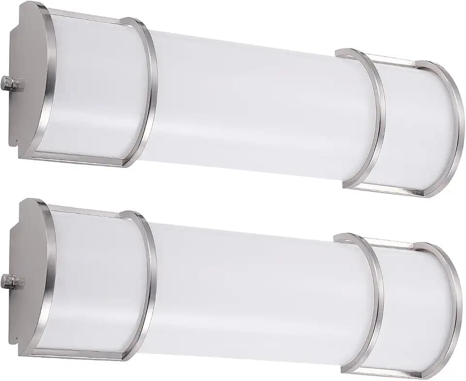 ASD LED 18" Vanity Flush Mount Light Fixture, Linear Bathroom Lighting Bar | 3CCT, Dimmable, Energy Star, ETL Listed | 20W 1650LM 3000-5000K 120V | Long Bath Wall Sconce Over Mirror | Nickel, 2 Pack