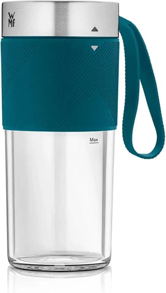 WMF Küchenminis Mix on the Go 300 ml, Mini Mixer to Go, USB Mixer Smoothie Maker, aufladbarer Personal Blender, tragbarer Mixer für Smoothies, Shakes, petrol