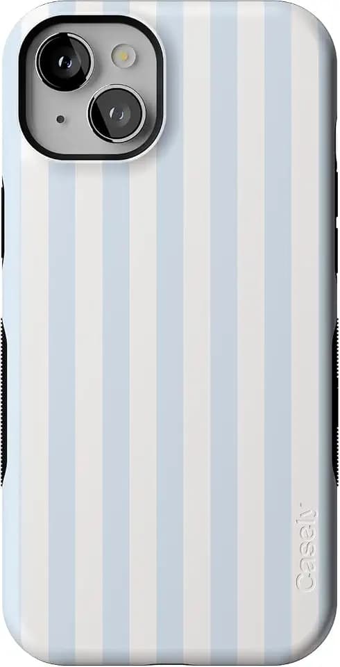 Casely iPhone 15 Case | Blue Stripes | Sunday Best | Bold Protective Design | Compatible with MagSafe