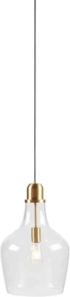 Ink+Ivy Auburn Pendant Kitchen Lighting for Dining Room, Industrial Lights, Hand-Blown Glass Bell Shaped Pendant Light for Kitchen Island, Foyer, Bedroom, 13" Dia x 95.5" H, Gold/Clear