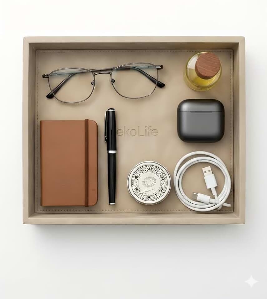 Vanity Tray for Perfume and Jewelry,Dresser Organizer,Beige