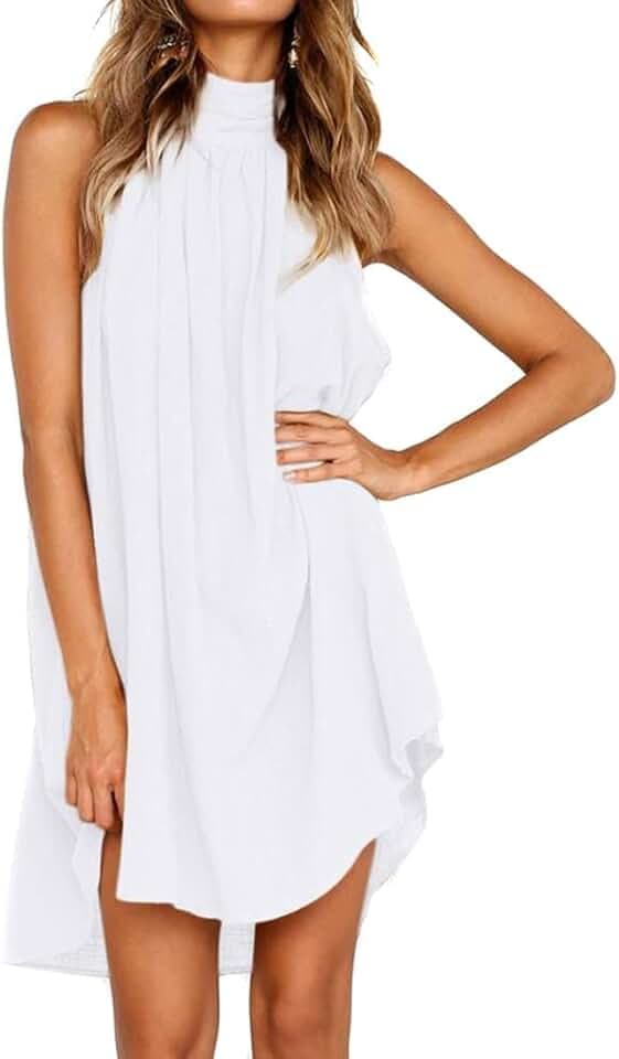 Damen Sommerkleid Damen Ärmellos Kleider Elegant Blusekleid Freizeitkleid Locker Kleider Boho Strandkleider mädchen Festlich Kleider Damen Kurz Swing Tank-Kleid Ärmellos Strandkleid