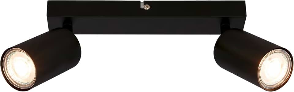 B.K.Licht - EEK A LED Deckenlampe schwenkbar, 3000K warmweiß, je 2W, je 450 Lumen, ca. 50.000h Licht, Deckenleuchte, Lampe, Wohnzimmerlampe, Schlafzimmerlampe, Küchenlampe, Decke, 25,5 cm, Schwarz