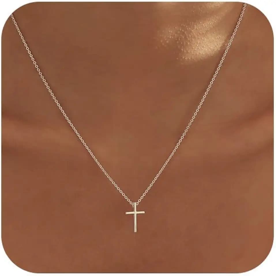 Cross Necklace for Women, Dainty Gold Necklace Tiny Cross Charm Necklace