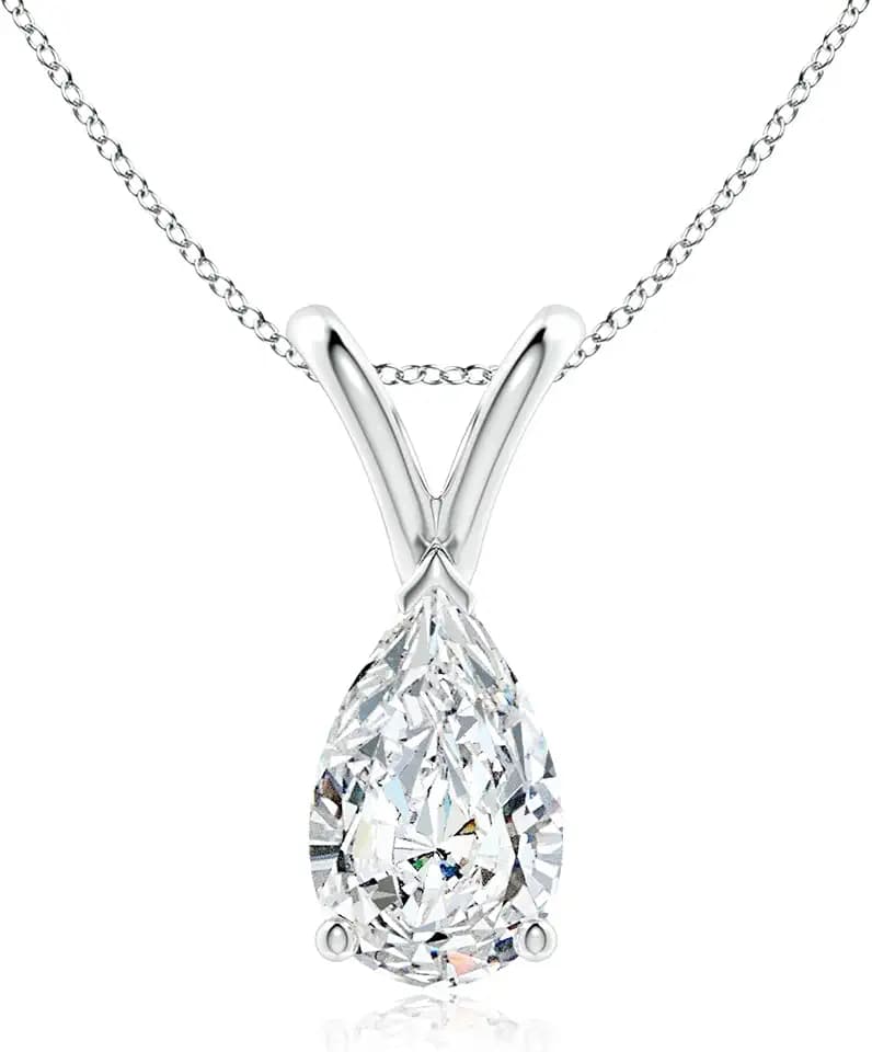 IGI Certified 1 Carat Pear Diamond Teardrop Necklace For Women
