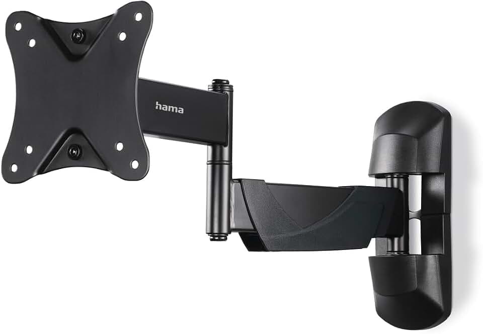 Hama TV Wandhalterung schwenkbar, neigbar, ausziehbar (TV Wandhalterung 10-26 Zoll, VESA 75x75 bis VESA 100x100, bis 25kg, 3 Gelenke, mit Fischer-Dübeln und Montageanleitung) schwarz