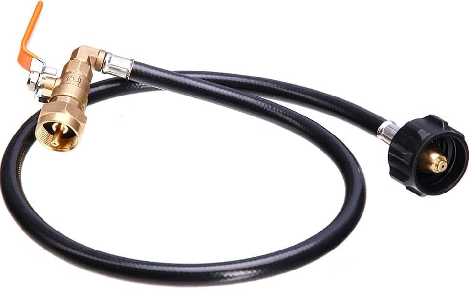 New Updated Propane Refill Adapter Hose 36’’ Propane Extension Hose with ON-Off Control Valve for 1 LB Propane Gas Tank 350PSI High Pressure Camping Grill (QCC Type1 Inlet)