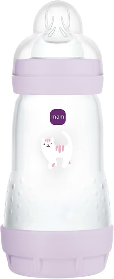 MAM - Easy Start Anti-Colic Flasche 2+ Monate, mittlerer Durchfluss (260 ml), Flieder – Flasche zur Reduzierung von Koliken und Beschwerden des Babys – Babyflasche zum Stillen geeignet