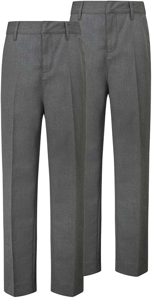 Trutex Basics 2-Pack Graue Schulhose für Jungen (3-12 Jahre), Slim Leg Schulhose Jungen, Junior Jungen Schulhose, Smart und Durable Jungen Hosen - Echte Schuluniform