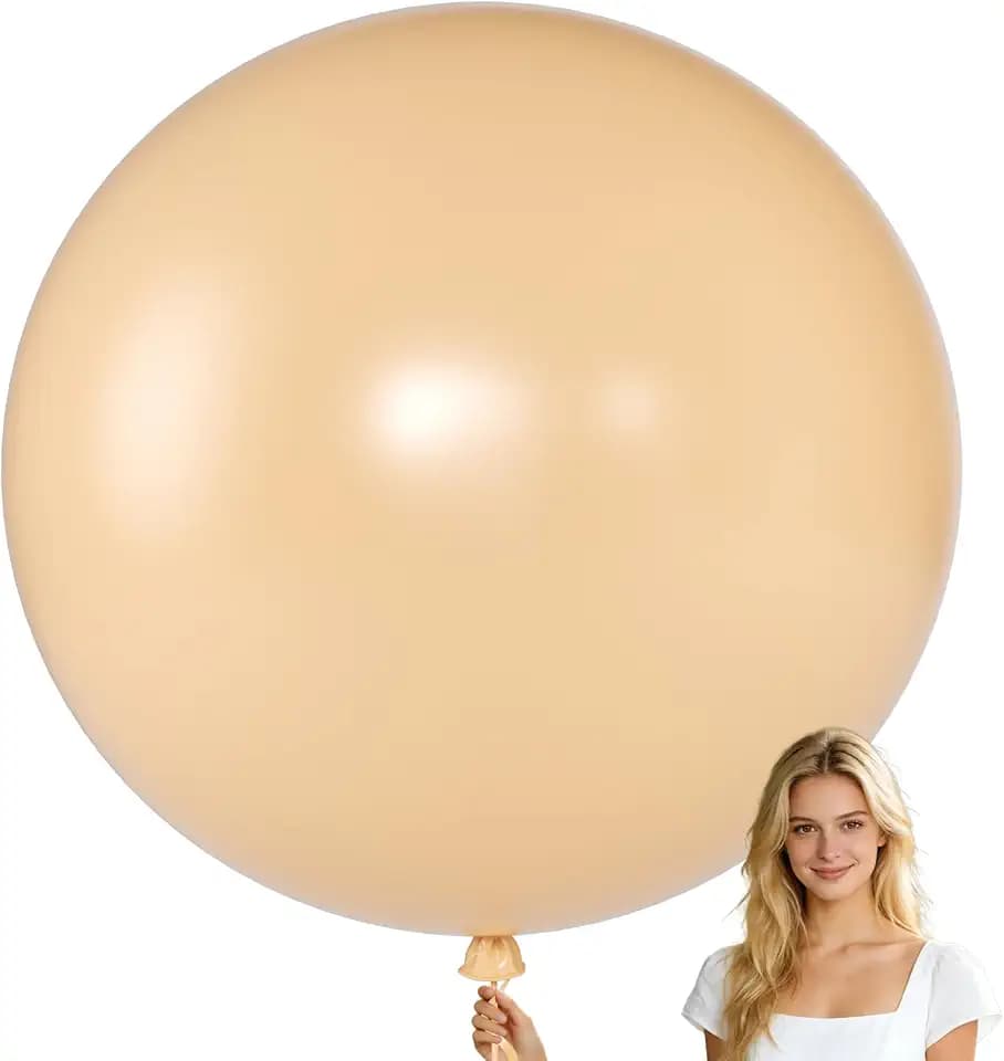 KALOR 36 Inch Giant Beige Balloons, 6 Pack Large Round Beige Latex Balloons for Anniversary, Birthday, Christmas, Wedding, Baby Shower Party Decorations