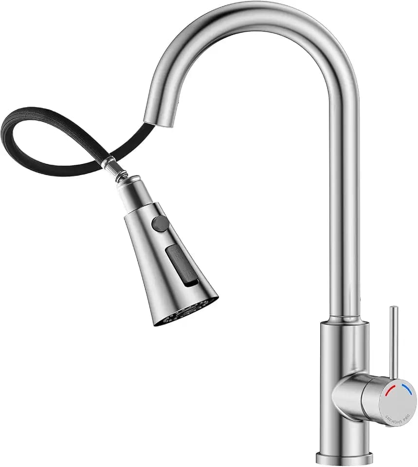 Küchenarmatur mit Ausziehbrause, Gebürstetes Nickel