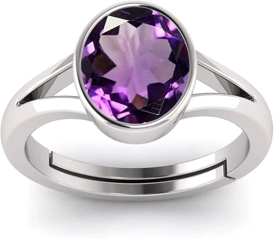 LMDPRAJAPATIS Natural Original Amethyst 925 Sterling Silver Ring for Men or Women's Oval Shape Every Festival Casual Ring 5.25 Ratti / 4.05 Carat