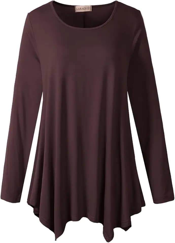LARACE Womens Plus Size Long Sleeve Comfy Tunic Loose Fit Flowy Tops