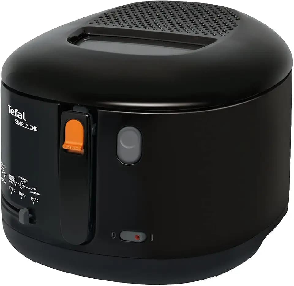 Tefal Simply One Elektrische Fritteuse, XL Fassungsvermögen für bis zu 1,2 kg Pommes, exklusives Kühlwandsystem, spülmaschinenfeste Teile, Sichtfenster, einstellbares Thermostat, schwarz, FF1608
