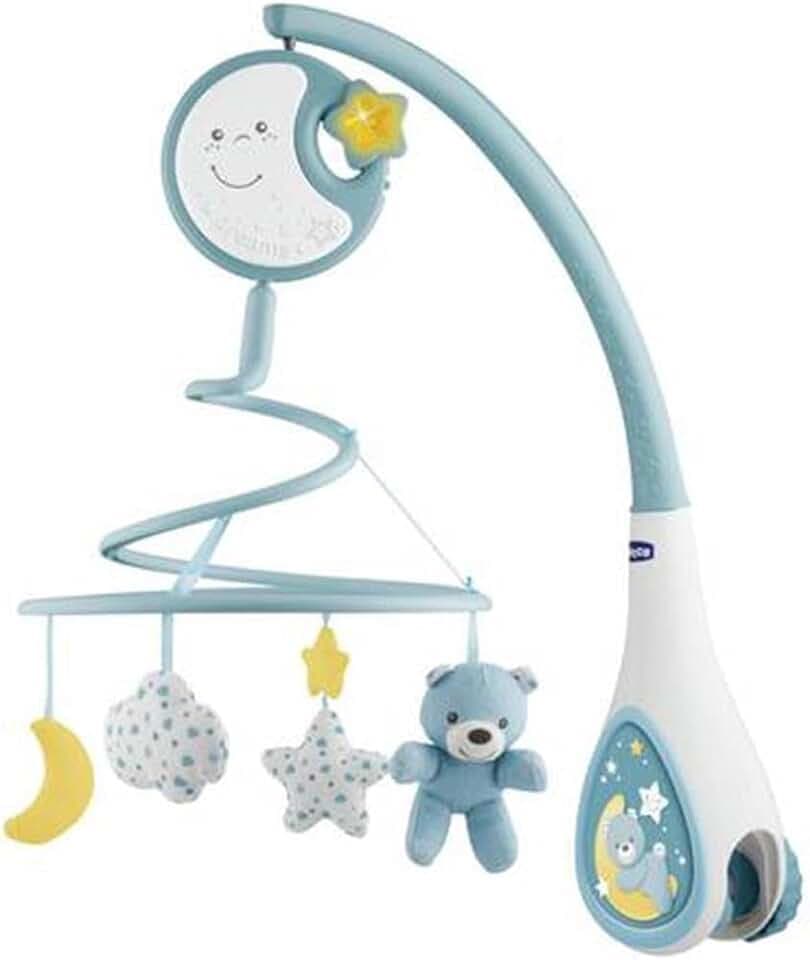 Chicco Next2Dreams Babybett Mobile mit Licht und Musik - 3 in 1 Baby Mobile Kompatibel mit Next2Me Babybett, mit Soundeffekten, Nachtlichtprojektor und Klassischer Musik - 0+ Monate, Blau