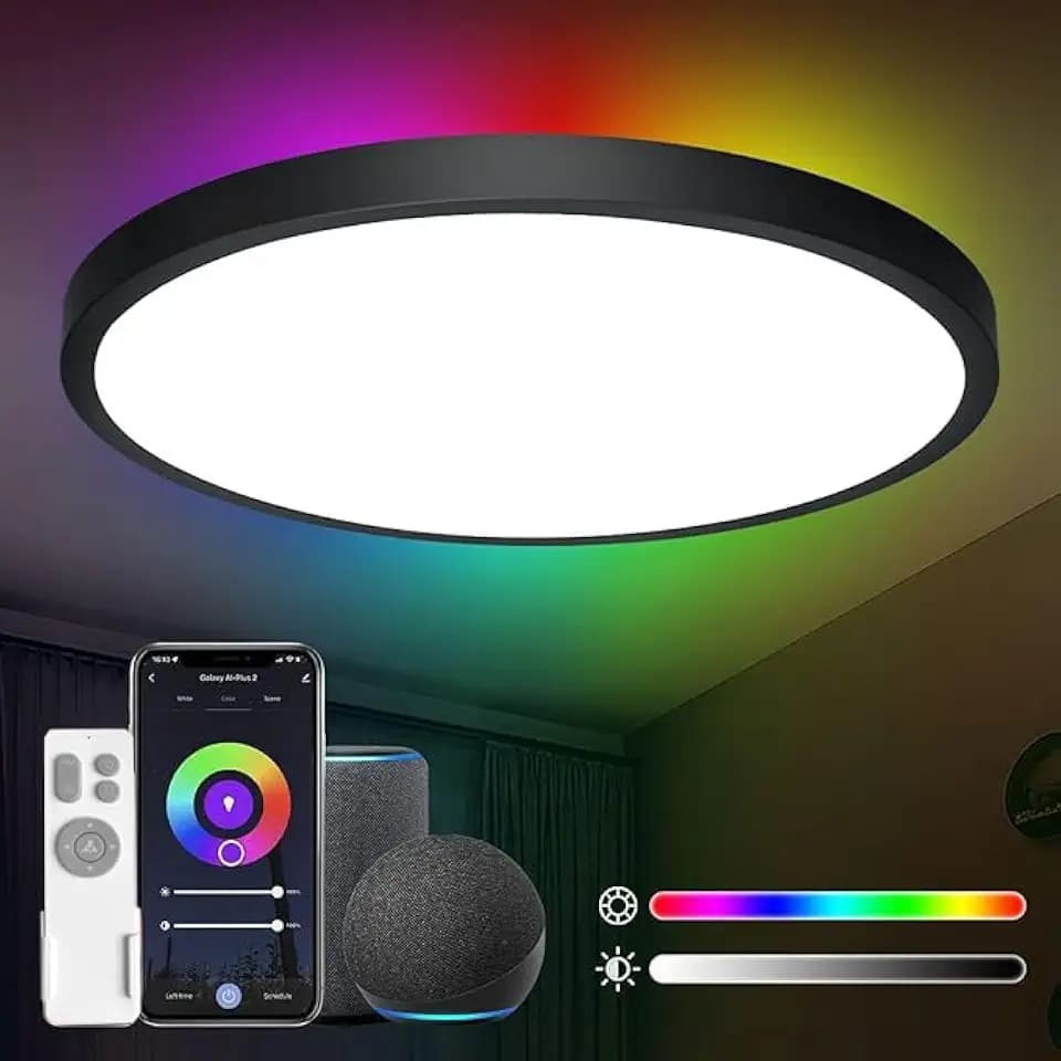 ANTENLICHT LED Deckenlampe Smart 24W Kompatibel mit Alexa und Google Assistant Ø30cm, Steuerbar via App mit 16 Millionen DIY Farben, Wifi Deckenleuchte mit Fernsteuerung für Schlafzimmer, Wohnzimmer