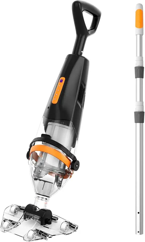 Great Shark Cordless Pool Vacuum with Remote Power Switch, 1.8m Telescopic Pole, 75 Min Runtime, 18 GPM Suction, Handheld Pool Vacuum for Above Ground & Inground Pools, Spa & Hot Tub