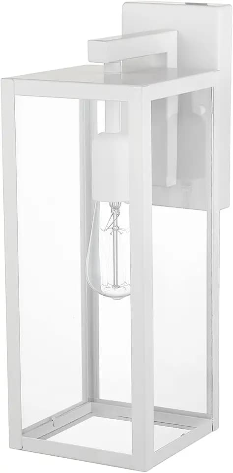 Globe Electric 44836 Bowery 1-Light Outdoor Indoor Wall Sconce, Matte White, Clear Glass Shade