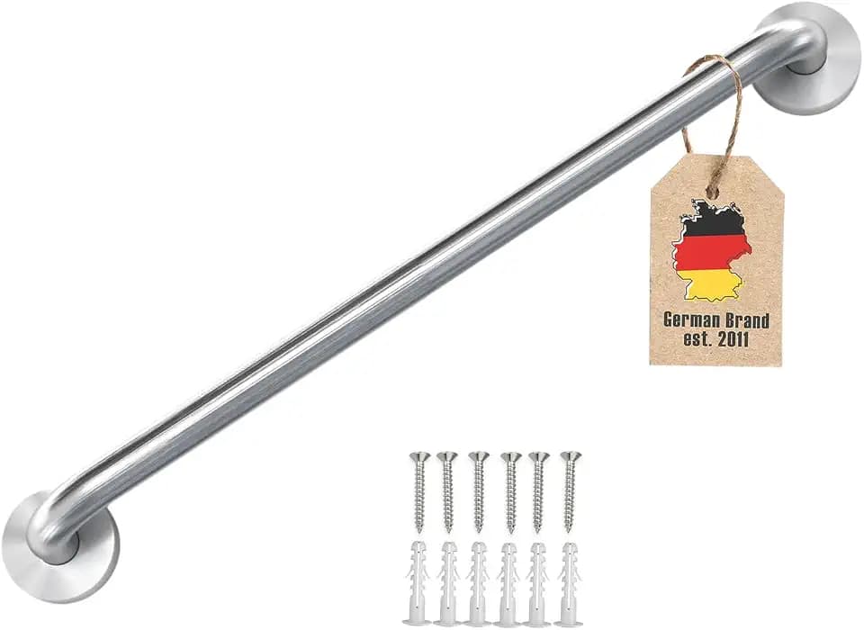 Intirilife Handtuchhalter aus Edelstahl Gebürstet - Länge 80cm und 19mm Stangendurchmesser zum Bohren - Handtuchstange Badetuchhalter Handtuch Halter Bad Sauna Küche, Wandmontage