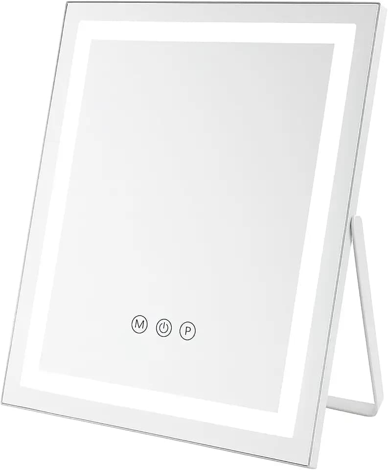 Kosmetikspiegel LED beleuchtet mit 1x/10x Vergrößerung,Touchschalter Type-C Aufladen Einstellbare 3-Farben-Temperatur Schminkspiegel,Rasierspiegel 360° Schwenkbar für Badezimmer