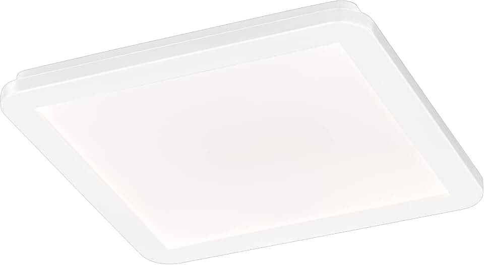 Fischer & Honsel LED Deckenleuchte Gotland mit Rand in Chromfarben, Eckige Deckenlampe dimmbar in 3 Stufen, Badleuchte IP44, Acrylglas & Kunststoff, Weiß & Chromfarben, 30 x 30cm