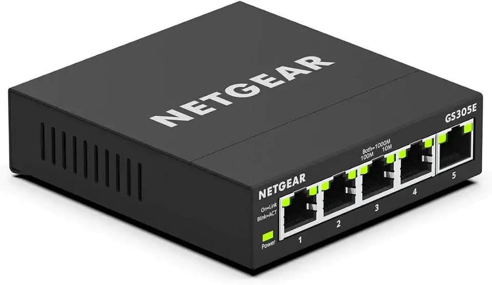 NETGEAR 5 Port Gigabit Ethernet Managed Network Switch (GS305E) - Desktop or Wall Mount, Home Network Hub, Office Ethernet Splitter, Silent Operation