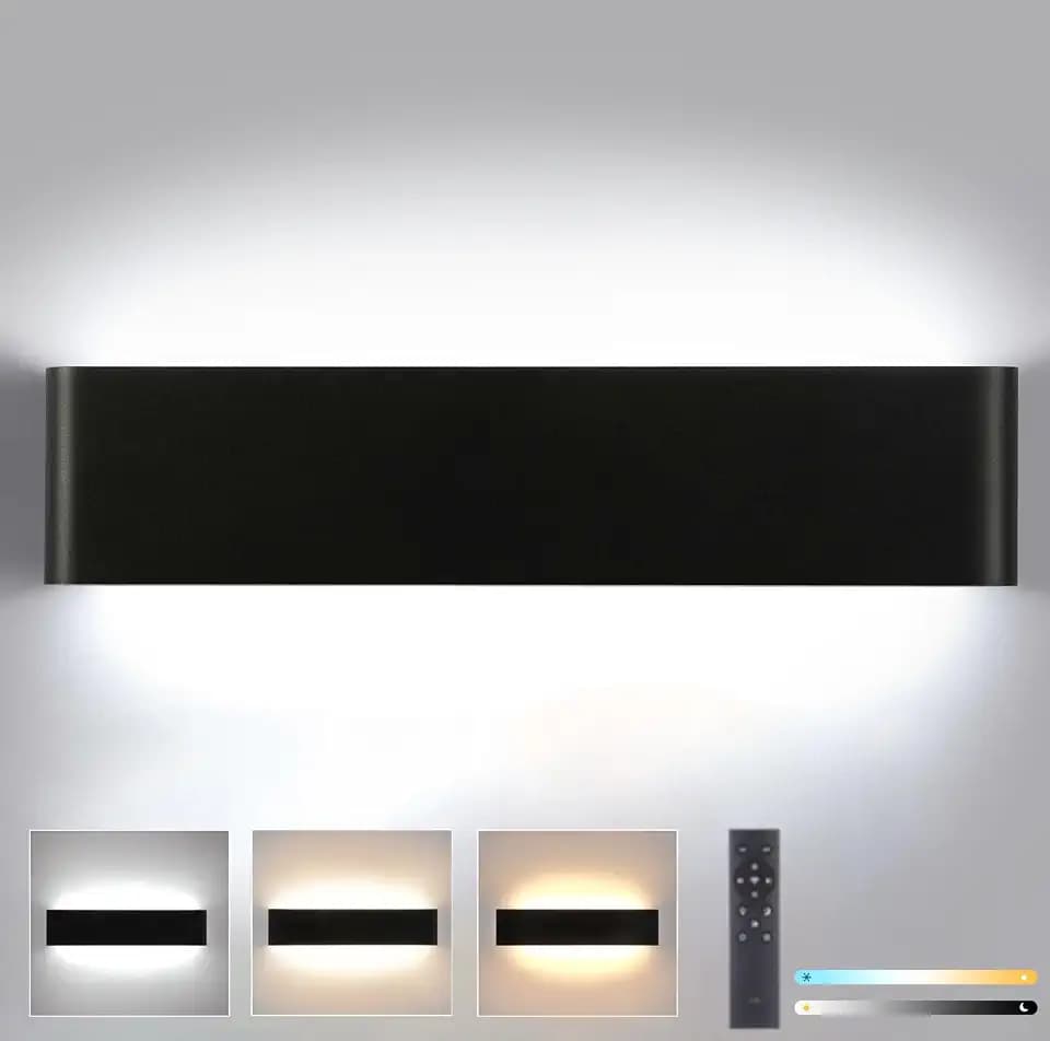 28W Wandlampe Dimmbar mit Fernbedienung Wandleuchte Innen Schwarz