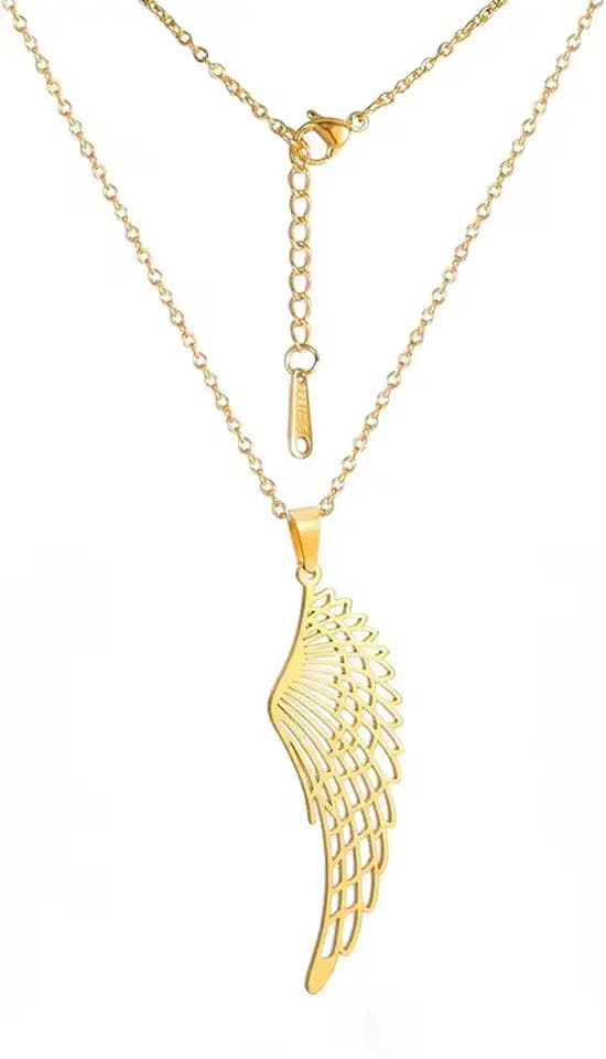 Valkyrie Necklace Womens Gold Stainless Steel Norse Viking Angel Pendant