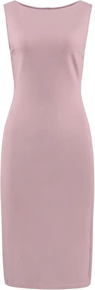 Hobemty Women's Sleeveless Boat Neck Casual Office Sheath Pencil Dress