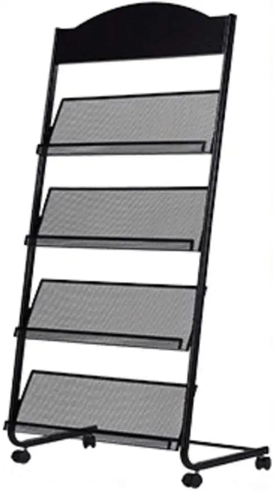 GENMO Stehender Zeitschriftenständer Informationsständer Lagerregal Zeitungsständer Display Rack Manuelles Buchregal Einzelseite Einfaches Eisen (Schwarz)