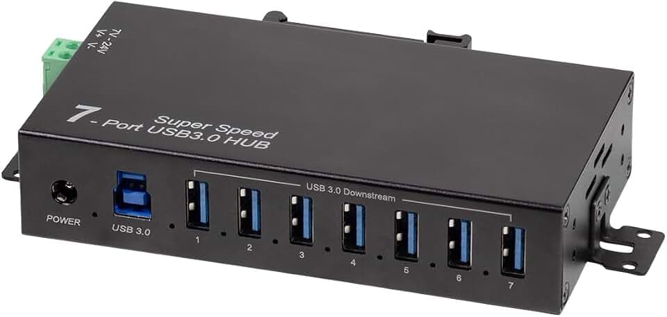 LogiLink 7-Port Hub (USB 3.0) inkl. Netzteil, Industrieausführung, 5 Gbit/s, 10 W, mit Überstrom, Überspannung und Kurzschlussschutz